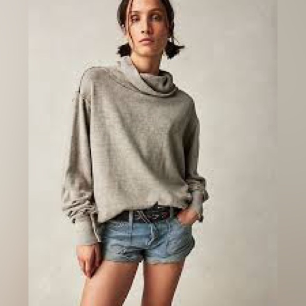 We The Free Women's Taupe Cowl Neck Sweater